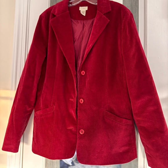 L.L.L Bean Three Buttons Corduroy Blazer in Bordeaux Preppy Career - Picture 1 of 9